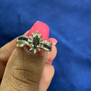 Sapphire & Diamond white gold ring